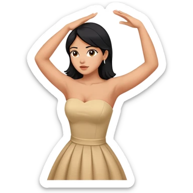 Black hair Latina girl back looking away dress strapless arms up sticker