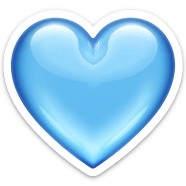 A blue heart made of clear, transparent water sticker