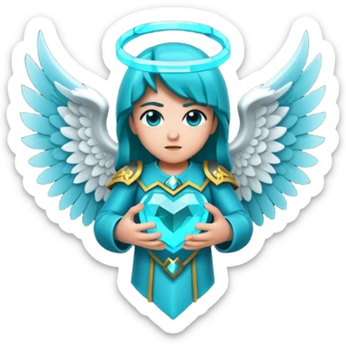 Dark Cyan angel heart with minecraft warden soul sticker