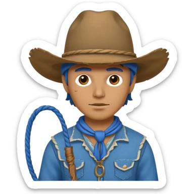 Cowboy with blue hat and lasso sticker