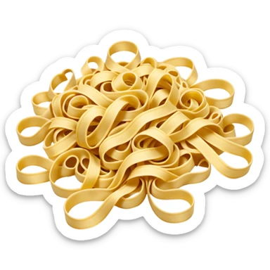 fresh tagliatelle uncooked loose nest or pile warm yellow soft flour-dusted long flat ribbons gentle curls irregular no plate sauce or garnish soft lighting transparent background emoji scale sticker