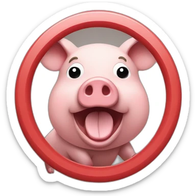 Draw a no-entry sign with a pig in the center that is talking on a cellphone. sticker