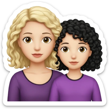 no make the mother have straight blond hair and daughter black culry haikr sticker