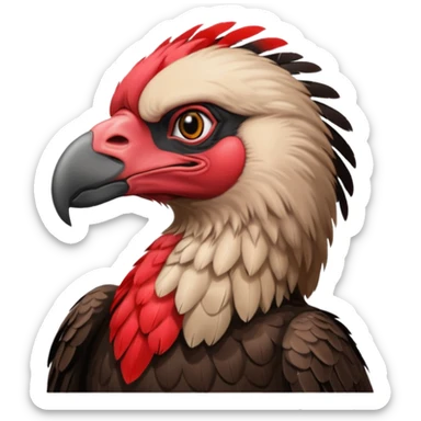 mature vulture with black and red feathers looking straight ahead. sticker