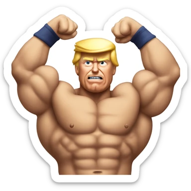 donald trump flexing with big muscles sticker