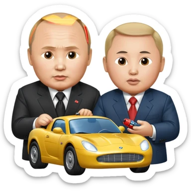 Vladimir Putin and Kim jong un sit and plays with toys cars sticker