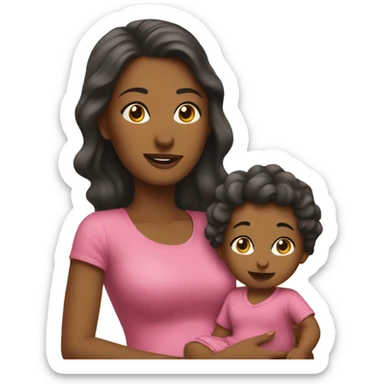 Mom with babygirl toddler sticker