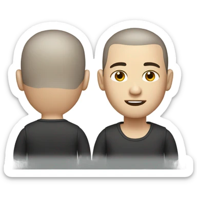 dark hair male, buzzcut, white skin sticker