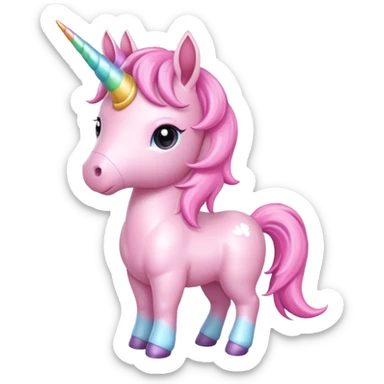 baby pink unicorn, chibi full body sticker