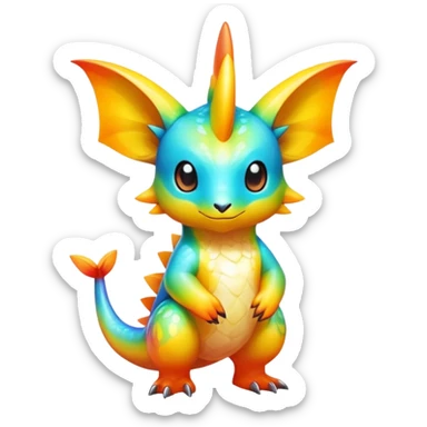Exotic tropical shiny rare colorful epic cute Fakémon-creature, full body, with random markings sticker