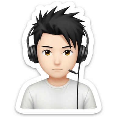 Yoh Asakura from Shaman King, spiky hair, headphones, calm expression sticker