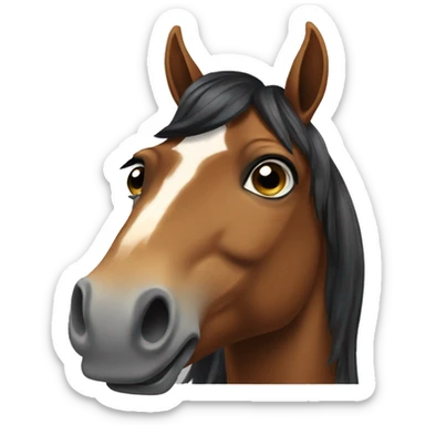 A horse with a handlebar mustache  sticker