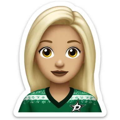 Blonde girl wearing Dallas Stars sweater sticker