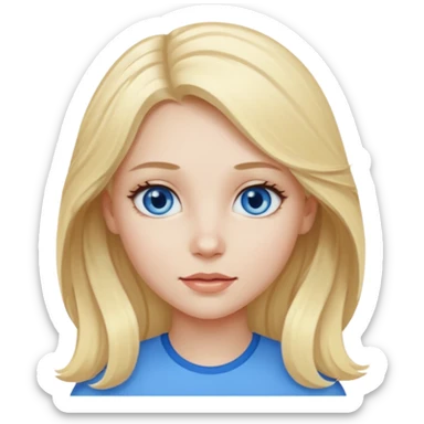 A pale girl with blue eyes and blonde and long slightly wavy hair  sticker