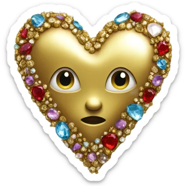 A gold heart encrusted with jewels sticker