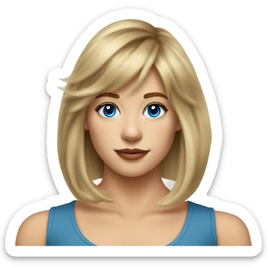 Medium length Dirty blonde voluminous hair with bangs and sides swept away from face girl with blue eyes  sticker