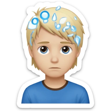 boy with blonde hair emo, shirt color brown, and color eyes blue sticker