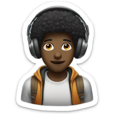 black guy with an afro wearing headphones sticker