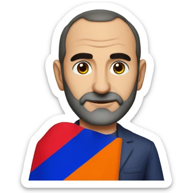 Pashinyan with Armenian flag sticker