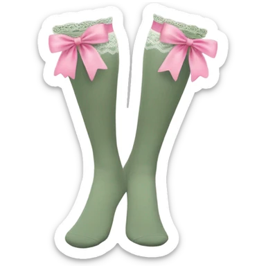 sage green long socks with pink lace and bows sticker