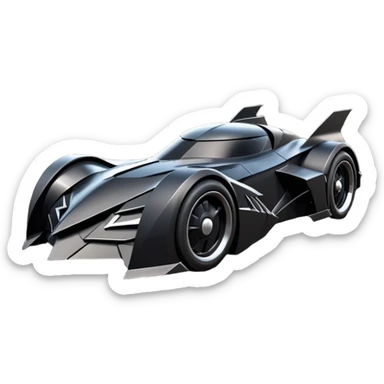  the animated series aerodynamic opulent dark knight futuristic concept Batmobile loosely based on 1936 V16 Cadillac wagon (flat long straight faceted mechanical body) winged stealthy street hot rod  sticker