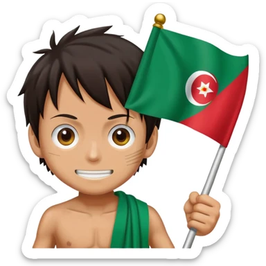 Luffy holding Algerian flag 🇩🇿 sticker