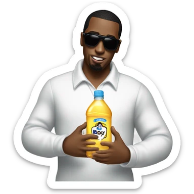 P Diddy holding a bottle that clearly says baby oil  sticker