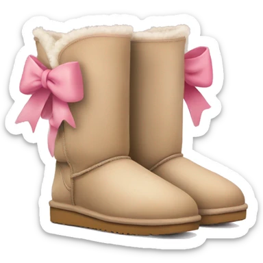 Beige Uggs with pink bow on the back sticker
