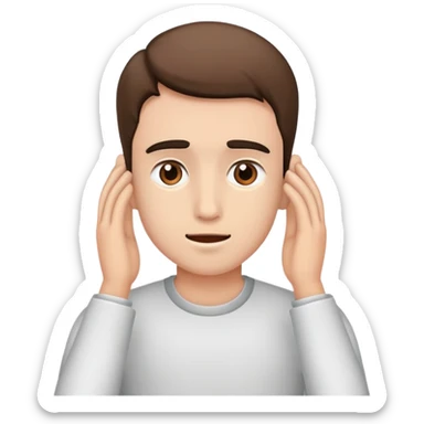 young man hearing defect sticker