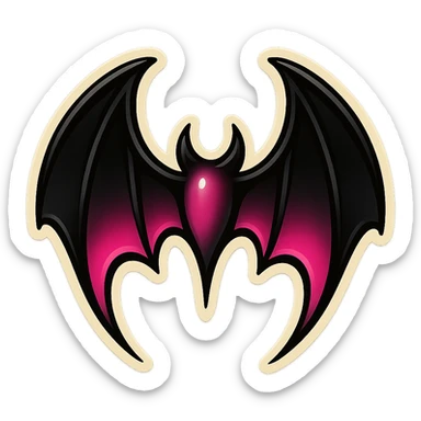 gothic bat wings, black and pink colors sticker
