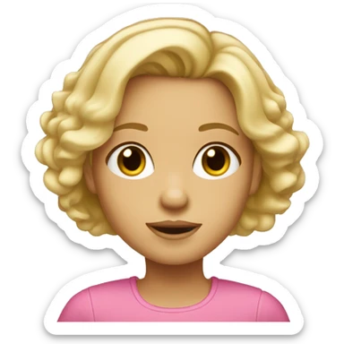 little blonde girl with short hair blowout sticker