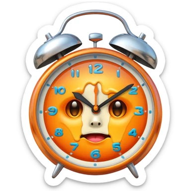 melting face, alarm clock, sunset sticker