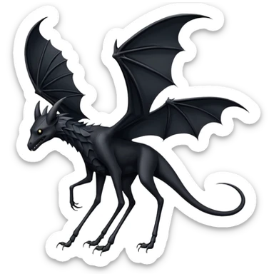 thestral: Winged horses visible only to those who have witnessed death and understand its significance. Can u make it thinner? Like an achal tekkine? Long legs, wings like from a bat sticker