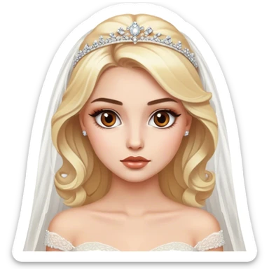 Blonde model with brown eyes, luxury makeup, wedding sticker