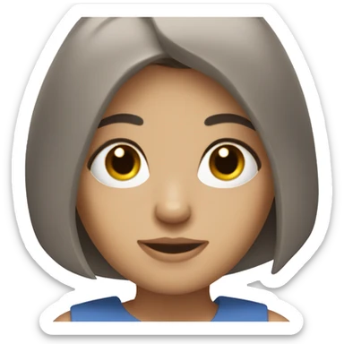 Brunette with straight bob and blue eyes reading a book sticker