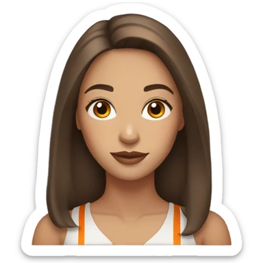 Woman with brown hair and orange stripes, brown eyes, and nude brown lips  sticker