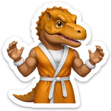T. rex boxer wearing a robe sticker