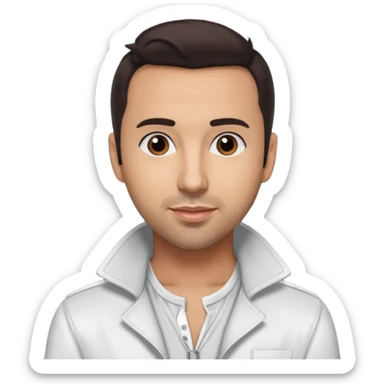 Howie Dorough from Backstreet Boys with dark brown hair, white outfit sticker