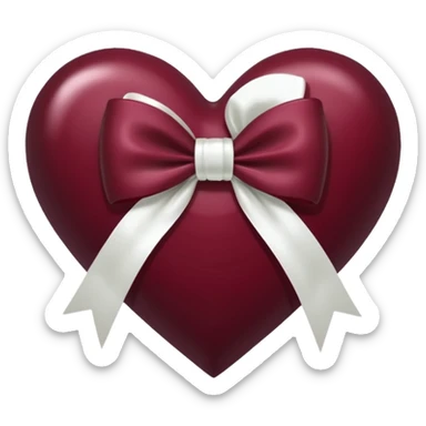 dark maroon heart with white bow sticker