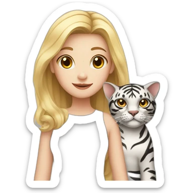 Blond white girl with black cat and tiger cat sticker