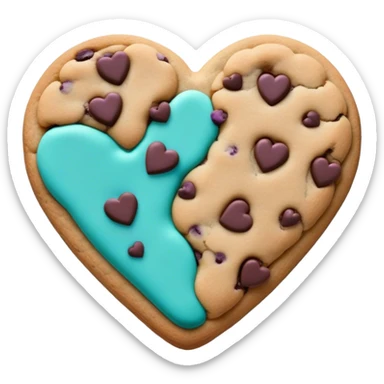 Purple and teal chocolate chip cookie heart sticker