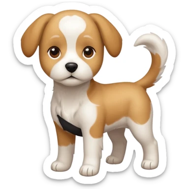 a full body white beagle x maltese x chi dog the size of a kelpie with light brown ears and a light brown patch on one eye sticker