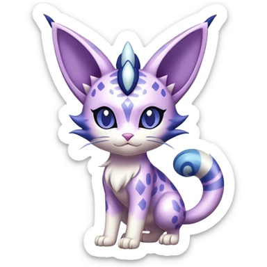 Shiny Exotic Cute Meowth-Espeon-Purrloin-Mew-Meowstic-Hybrid-Creature with pattern-markings sticker