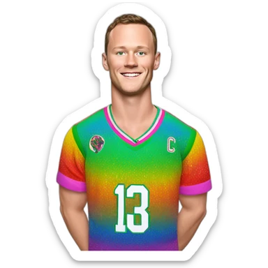 Fancy disco Jonathan Toews wearing rainbow lace shirt sticker