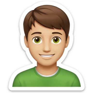 guy with a short hair that is medium brown. hazel eyes that lean green. light skin sticker
