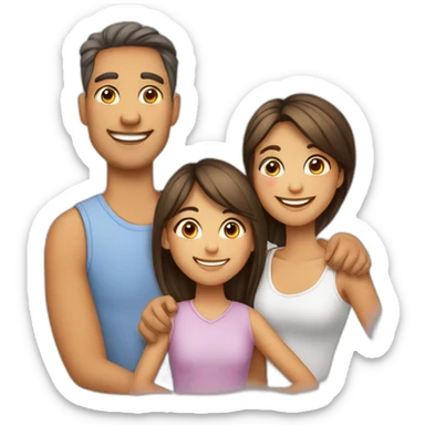 Happy family of 4 members, father, mother, teenager and daughter sticker