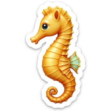 Cinematic Cute Sea Horse Portrait Emoji, Head tilted playfully and inquisitively, featuring a charming, slender form with a delicately curved body and a whimsical, curled tail, accented by round, sparkling eyes full of gentle wonder, Simplified yet irresistibly adorable features, highly detailed, glowing with a warm, inviting aquatic glow, high shine, affectionate and lively, stylized with a touch of enchanting marine charm, soft glowing outline, capturing the essence of a mischievous yet loving sea horse that seems as if it could float out of the screen into your arms! sticker