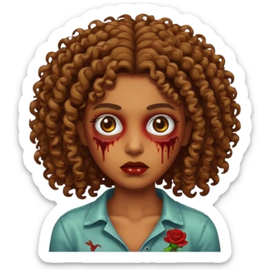 Faça um zumbi, com uma moça parda dos cabelos cacheados  sticker