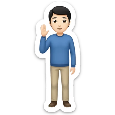 one tall, lean man in his 50s, talking, black hair, asian,  sticker