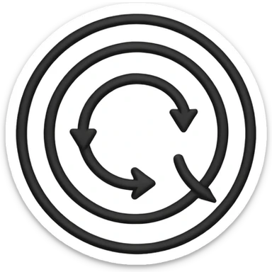 Minimalistic flat vector icon, iOS style, thin black contour on white background. Circular arrows forming an infinite loop, symbolizing Agile process. Clean, no text, no shadows.
 sticker